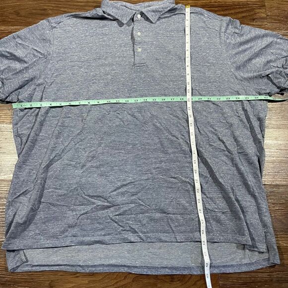 Proper Cloth Relaxed Fit Polo Shirt Mens Sz 2XL Blue Cotton Linen Blend Classic - Picture 3 of 6